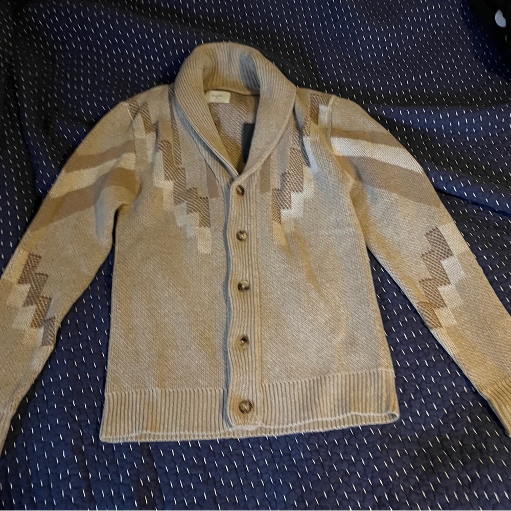 Men's Beige Sweater with Shawl Collar